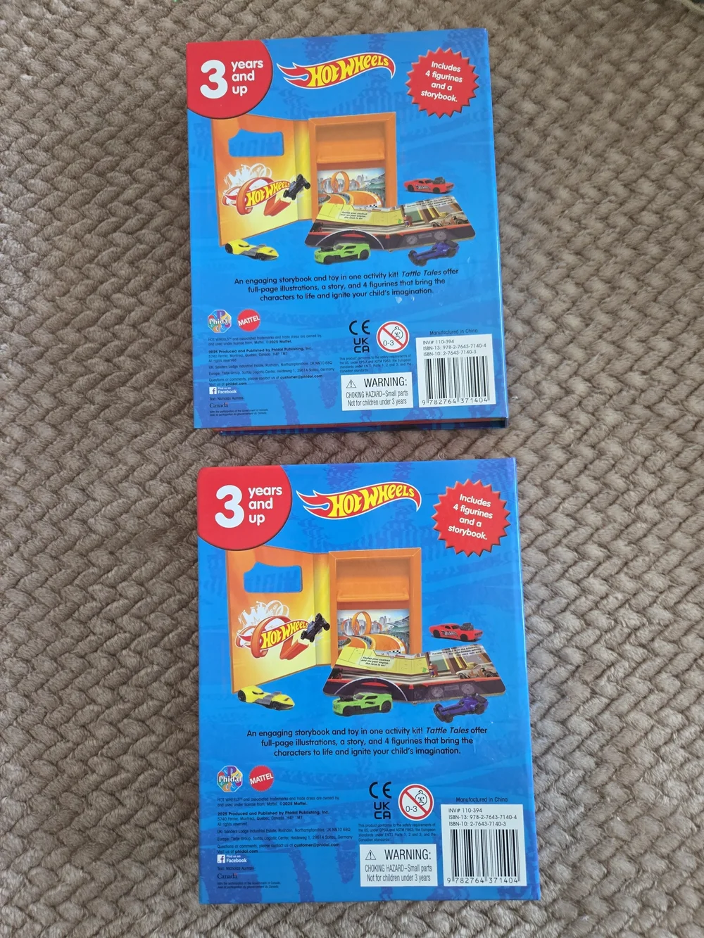 Hot Wheels Tattle Tales Storybook & 4 Cars Gift Set Lot of 2 NEW